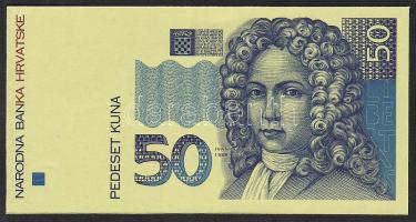 Horvátország 1993. 50K csak előlapi fázisnyomat T:I