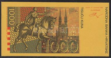 Horvátország 1993. 1000K hátoldali + rész előoldali fázisnyomat T:I