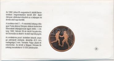 1992. "Barcelona-magyar csapat" emlékérem bélyeges borítékon, elsőnapi bélyegzéssel T:PP