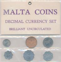 Málta 1972. 2M + 5M + 3M + 1976. 5c + 1977. 1c + 1982. 2c "Decimális érmék" szett fóliatokban T:BU Malta 1972. 2 Mils + 5 Mils + 3 Mils + 1976. 5 Cents + 1977. 1 Cent +  1982. 2 Cents "Decimal Currency" set in foil packing C:BU