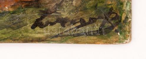 Olvashatatlan jelzéssel: Ülő nő, olaj, karton, 34,5×30 cm