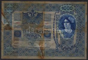 1902. 1000K piros "Magyarország" körbélyegző andráskereszttel + "Stempel wurde von......