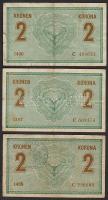 1914. 2K 3 klf "C" típussal + egyiken román ellenbélyegző! T:II