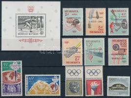 Olympics 8 diff. sets + 1 block of 6 + 1 block + 2 diff. value on 3 stock cards Olimpia motívum 8 kl...