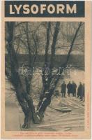 Egy százados fa alatt népfelkelő magyar tisztek, a Képes Újság felvételei; hátoldalán Lysoform reklám / WWI military card, insurgents; Lysoform advertisement on the backside (EK)