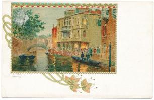 Venezia, Venice; bridge, floral, Art Nouveau, floral, litho s: R. Tafuri (EK)