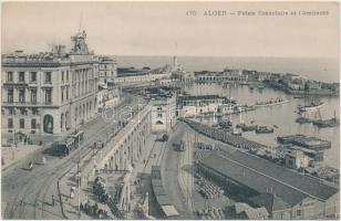 Algiers, Palais Consulaire, Amirauté, Imprimerie Jourdan / Consular Palace, Admiralty, printing house, tram, train, ships (EK)