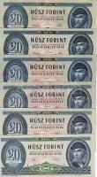1957,1962,1965,1975,1980. 20Ft benne festéknyomok! T:II+ Csak egyszer hajtva!, II