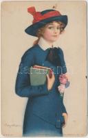 School days, Girl, The Knapp Co. 551., artist signed (Rb)