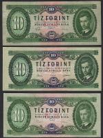 1957,1962,1969. 10Ft, benne méretdifferenciák! T:II+ Csak egyszer hajtva!