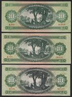 1957,1962,1969. 10Ft, benne méretdifferenciák! T:II+ Csak egyszer hajtva!