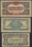 1944. "V.H." 1P függőleges alapnyomat, hátoldali képnyomat kisebb!, 5P, 10P, 20P 2 klf méretben!, 50P, 100P sorozatbetű elcsúszással T:II