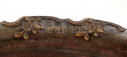 Szecessziós ezüstözött réz tálca, jelzett, 45x35 cm