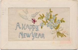 New Year, embroidered greeting card