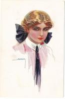 Italian art postcard, lady, Erkal No. 333/5. s: Usabal