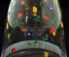 Virág mintás kiöntő, kézzel festett, eredeti üveg dugóval, m:30 cm