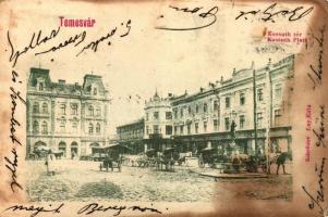 Temesvár, Kossuth tér, Adler Ignácz és Bruder üzletei / square, shops (fl)