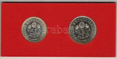 1969. 50Ft Ag + 100Ft Ag "Magyar Tanácsköztársaság" sor eredeti MNB tokban T:BU