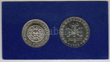 1972. 50Ft Ag + 100Ft Ag "I.István" sor eredeti MNB dísztokban T:BU