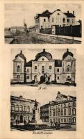 Losonc, Gácsi vár, Kossuth-szobor, Heksch-nyaraló / castle, Kubinyi square, villa (non PC backside - half of a folding card?)