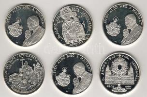 1991. "II.János Pál látogatása" 6 klf Ag emlékérem összesen 186,6g, számozott tanúsítvánny...