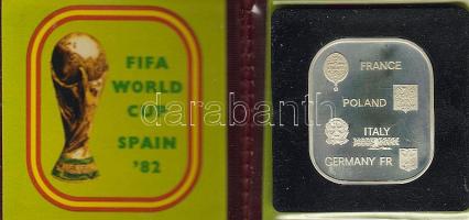 1982. "FIFA-Futball VB Spanyolország" szögletes emlékérem Ag 35g, variáns T:PP Eredeti csomagolásban, tanúsítvánnyal, csak 2000db! R!
