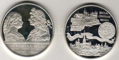 1990. 500Ft Ag + 500Ft Ag "Mátyás király" pár díszdobozban, tanúsítvánnyal T:PP