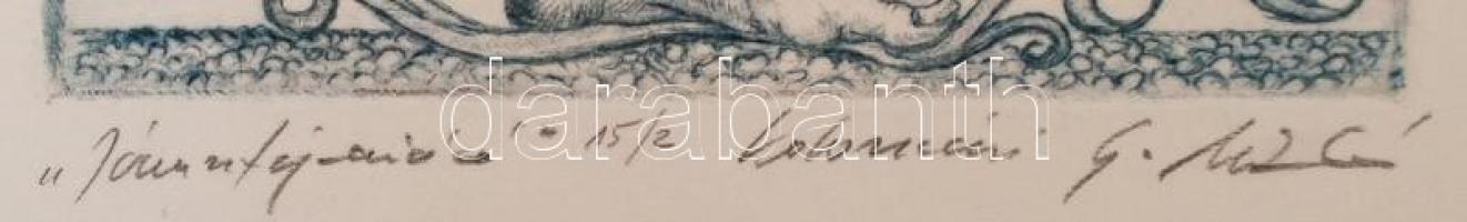 Kolozsvári G. Miklós (1950-): Janus-fej. Színezett rézkarc, papír, jelzett, 8,5×10,5 cm