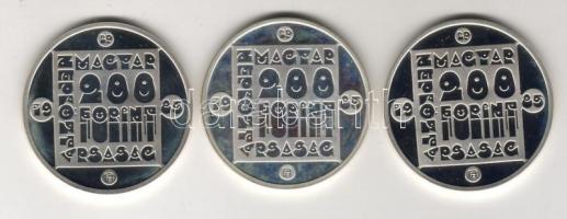 1985. "Természetvédelem" 200Ft Ag 3 klf db "ezüst sor" T:PP R! Csak 2000db!