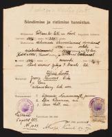 1923 Észt igazolvány / 1923 Estonian certificate