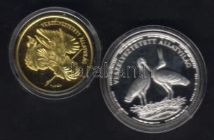 1992+1994. 200Ft Ag + 5000Ft Au 7,77g "Veszélyeztett állatvilág" pár díszdobozban, tanúsítvánnyal T:PP Csak 5000db! R!