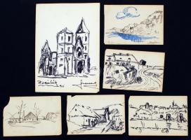 Fekete Andor: Vázlatrajzok, papír, jelzett összesen: 9 db