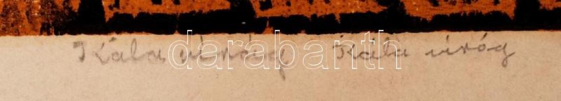 Réti Mátyás (1922-2002):. Kála virág. Színezett linó, papír, jelzés nélkül, szakadásokkal, 33×26 cm