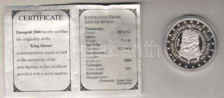 1999. "István király" Ag 31,1g sorszámozott tanúsítvánnyal T:PP Csak 2000db! R!