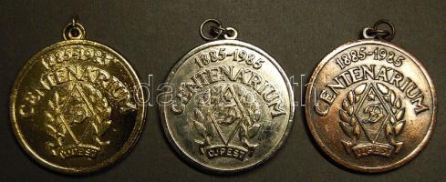 1985. "Újpesti Dózsa-UTE-Centenárium" 3 klf (bronz, ezüst, arany) emlékérem T:2