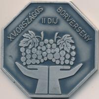 1976. "Szekszárd 1976 / XV. Országos Borverseny II. díj" ezüstözött Br díjérem (56x56mm) T...