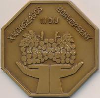 1976. "Szekszárd 1976 / XV. Országos Borverseny II. díj" Br díjérem (56x56mm) T:1-