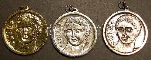 1985. "Újpesti Dózsa-UTE-Centenárium" 3 klf (bronz, ezüst, arany) emlékérem T:2