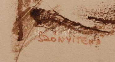 Szőnyi Jenő (1902-): Akt háttal. Tus, papír, jelzett,32×23 cm