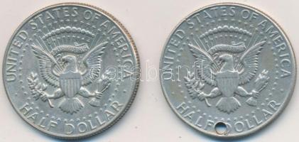 Amerikai Egyesült Államok 1967. 1/2$ Ag "Kennedy" (2x) egyik lyukas T:2,2-
USA 1967. 1/2 D...