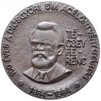 1984. "Técsey Ferenc - 100 éves a Diósgyőri SM Acélöntvénygyártás" fém plakett eredeti "Lenin Kohászati Művek Diósgyőr" tokban (117mm) T:2