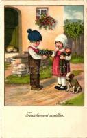 Fraichement cueillies / Children couple, fruits, A.G. Nr. 1022. s: Pauli Ebner (EK)