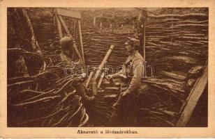 Aknavető a lövészárokban / WWI Hungarian military, mortar in the trench (EK)