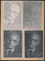 cca 1940 Angelo (1894-1974): Kerny István (1879-1963) fotóművész portréja, valószínűleg Kerny István készített a felvételből négy különböző képmódosító eljárással egy-egy képet, 9x6 cm