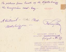 cca 1930 Hortobágyi csikósok, aláírt és pecséttel jelzett vintage fotó Kerny István (1879-1963) hagy...