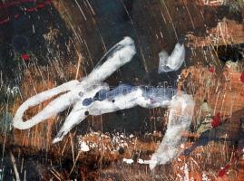 Olvashatatlan jelzéssel: Tűzijáték, olaj, farost, 44,5×50 cm