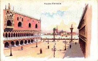 Venice, Venezia; Piazzetta litho (EK)