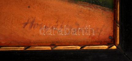 Horváth József (1891-1961): Szieszta. Olaj, karton, jelzett, antik keretben, 50×70 cm