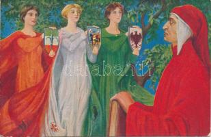 Omaggio / Dante Alligheri, Italian flag colors, coats of arms s: Marfori-Savini
