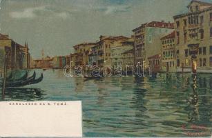 Venice, Venezia; canalazzo da S. Toma / canal at night, litho s: R. Tafuri (gluemark)